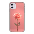 Полупрозрачный дизайнерский силиконовый чехол для Iphone 11 Розовая роза