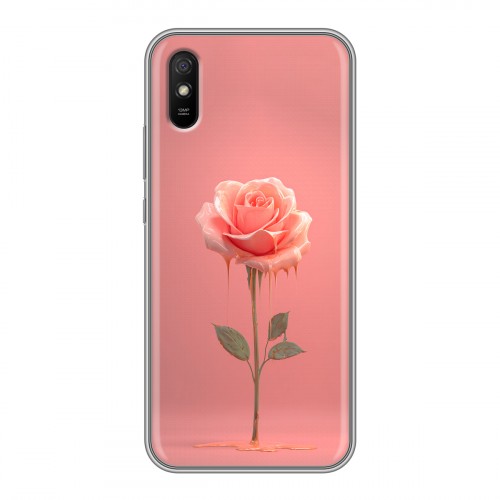Полупрозрачный дизайнерский силиконовый чехол для Xiaomi RedMi 9A Розовая роза