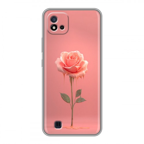 Полупрозрачный дизайнерский силиконовый чехол для Realme C20 Розовая роза