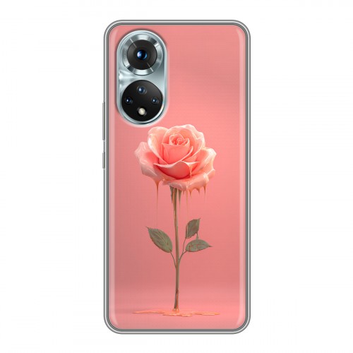 Полупрозрачный дизайнерский силиконовый чехол для Huawei Honor 50 Розовая роза