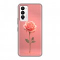 Полупрозрачный дизайнерский силиконовый с усиленными углами чехол для Tecno Camon 18 Розовая роза