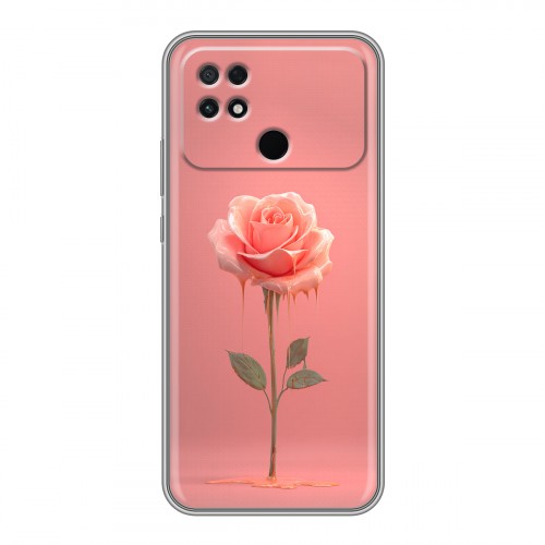 Полупрозрачный дизайнерский силиконовый чехол для Xiaomi Poco C40 Розовая роза