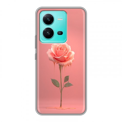 Полупрозрачный дизайнерский силиконовый чехол для Vivo V25 Розовая роза