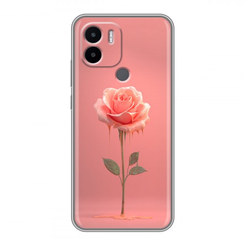 Полупрозрачный дизайнерский силиконовый чехол для Xiaomi Redmi A1 Plus Розовая роза
