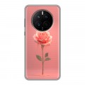 Полупрозрачный дизайнерский силиконовый с усиленными углами чехол для Huawei Mate 50 Розовая роза
