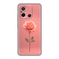 Полупрозрачный дизайнерский силиконовый чехол для Xiaomi RedMi 12C Розовая роза