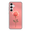 Полупрозрачный дизайнерский пластиковый чехол для Samsung Galaxy S24 Розовая роза