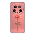 Полупрозрачный дизайнерский пластиковый чехол для Xiaomi 14 Ultra Розовая роза