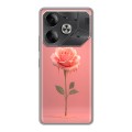 Полупрозрачный дизайнерский пластиковый чехол для Tecno Pova 6 Розовая роза