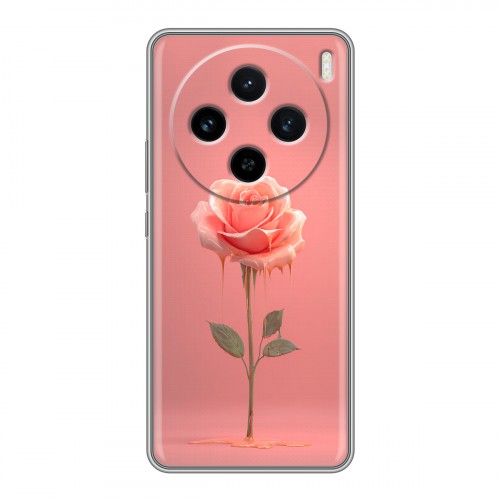 Полупрозрачный дизайнерский пластиковый чехол для Vivo X100 Розовая роза