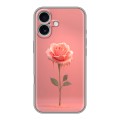 Полупрозрачный дизайнерский пластиковый чехол для Iphone 16 Plus Розовая роза