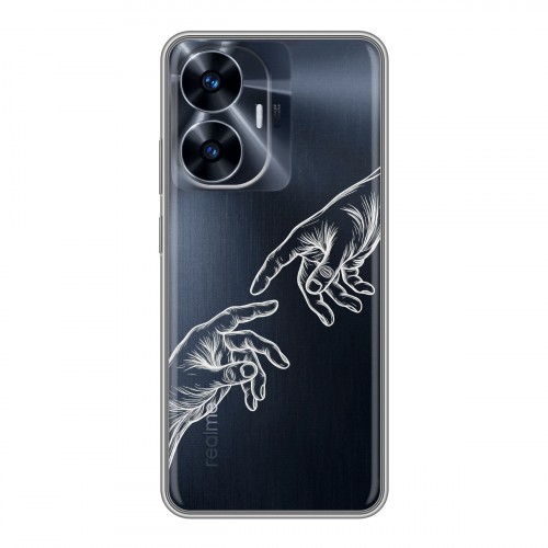 Полупрозрачный дизайнерский силиконовый чехол для Realme C55 Сотворение мира