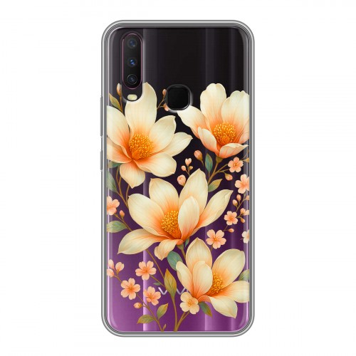 Полупрозрачный дизайнерский силиконовый чехол для Vivo Y17 Цветы