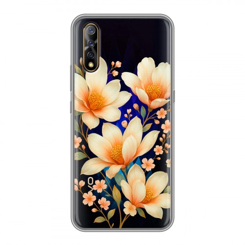 Полупрозрачный дизайнерский силиконовый с усиленными углами чехол для Vivo V17 Neo Цветы