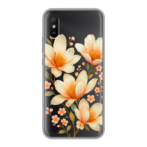 Полупрозрачный дизайнерский силиконовый чехол для Xiaomi RedMi 9A Цветы