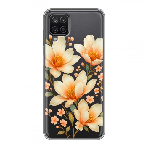 Полупрозрачный дизайнерский пластиковый чехол для Samsung Galaxy A12 Цветы