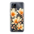 Полупрозрачный дизайнерский силиконовый с усиленными углами чехол для Realme C20 Цветы