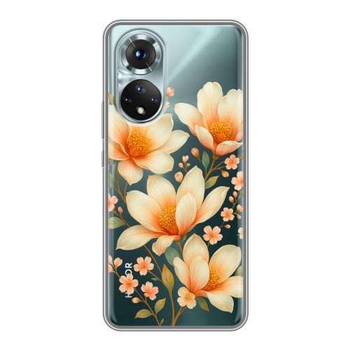 Полупрозрачный дизайнерский силиконовый чехол для Huawei Honor 50 Цветы
