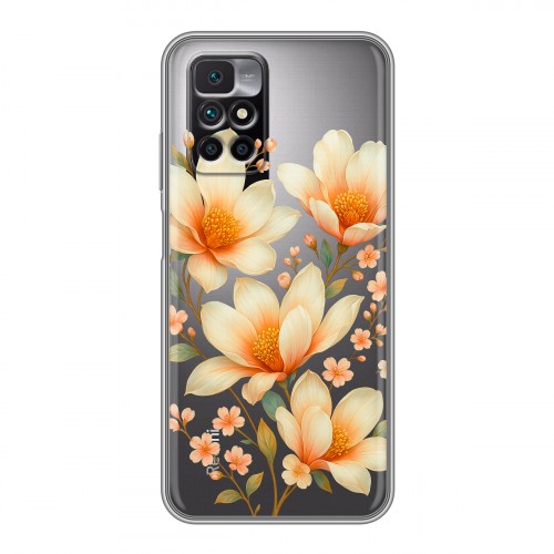 Полупрозрачный дизайнерский силиконовый чехол для Xiaomi Redmi 10 Цветы