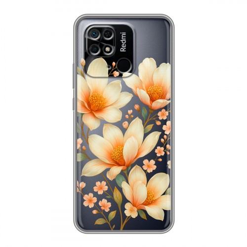 Полупрозрачный дизайнерский пластиковый чехол для Xiaomi Redmi 10C Цветы
