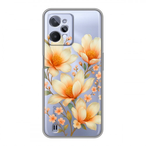 Полупрозрачный дизайнерский силиконовый чехол для Realme C31 Цветы