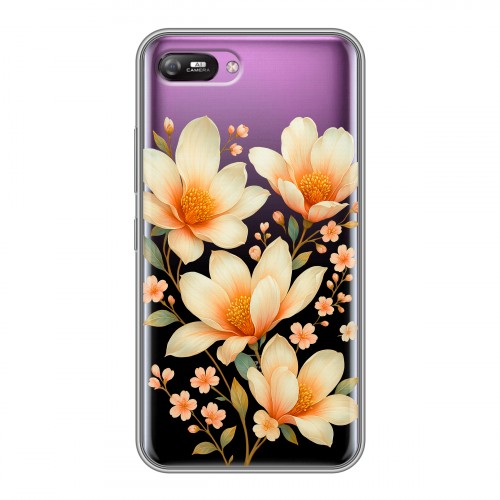 Полупрозрачный дизайнерский силиконовый с усиленными углами чехол для Itel A25 Цветы