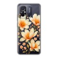 Полупрозрачный дизайнерский силиконовый с усиленными углами чехол для Xiaomi RedMi 12C Цветы