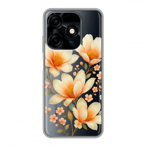 Полупрозрачный дизайнерский силиконовый чехол для Tecno Spark 10C Цветы