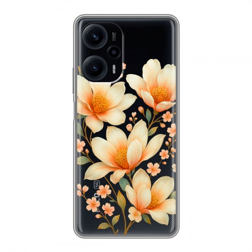 Полупрозрачный дизайнерский силиконовый с усиленными углами чехол для XIaomi Poco F5 Цветы