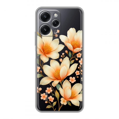 Полупрозрачный дизайнерский пластиковый чехол для Xiaomi RedMi 12 Цветы