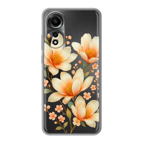Полупрозрачный дизайнерский силиконовый чехол для OPPO A78 4G Цветы
