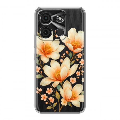 Полупрозрачный дизайнерский силиконовый чехол для Itel A60s Цветы
