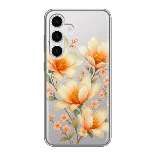 Полупрозрачный дизайнерский пластиковый чехол для Samsung Galaxy S24 Цветы
