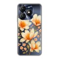 Полупрозрачный дизайнерский силиконовый чехол для Itel A70 Цветы