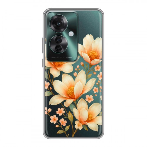 Полупрозрачный дизайнерский силиконовый чехол для Oppo Reno 11F Цветы