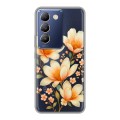 Полупрозрачный дизайнерский силиконовый чехол для Vivo V30 Lite Цветы