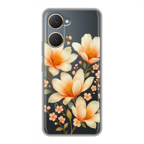 Полупрозрачный дизайнерский пластиковый чехол для Vivo Y03 Цветы