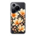 Полупрозрачный дизайнерский силиконовый чехол для Huawei Pura 70 Цветы