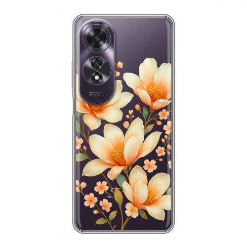Полупрозрачный дизайнерский силиконовый чехол для OPPO A60 Цветы
