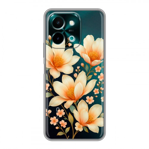 Полупрозрачный дизайнерский силиконовый чехол для Vivo Y28 Цветы
