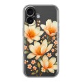 Полупрозрачный дизайнерский силиконовый чехол для Iphone 16 Цветы