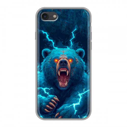 Полупрозрачный дизайнерский силиконовый с усиленными углами чехол для Iphone 7 Медведь