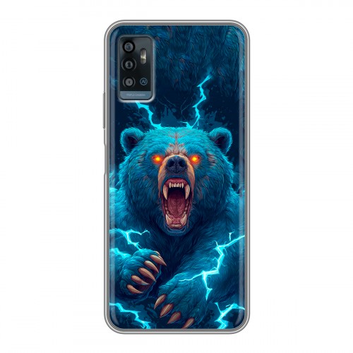Полупрозрачный дизайнерский пластиковый чехол для ZTE Blade A71 Медведь