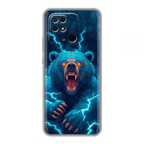 Полупрозрачный дизайнерский силиконовый с усиленными углами чехол для Xiaomi Redmi 10C Медведь