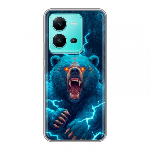 Полупрозрачный дизайнерский силиконовый чехол для Vivo V25 Медведь
