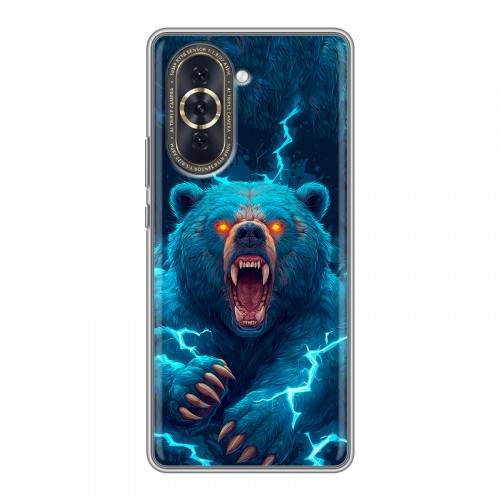 Полупрозрачный дизайнерский силиконовый с усиленными углами чехол для Huawei Nova 10 Медведь