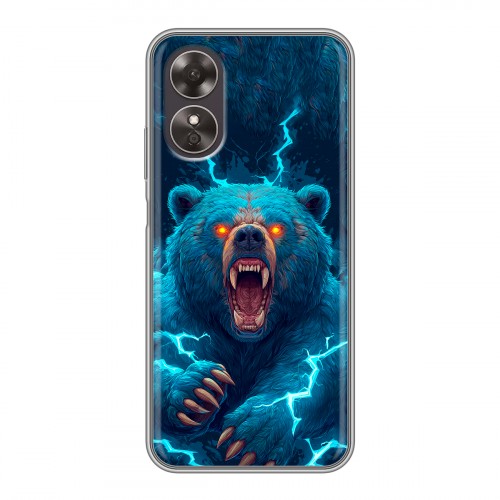 Полупрозрачный дизайнерский силиконовый чехол для OPPO A17 Медведь