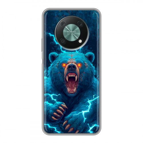 Полупрозрачный дизайнерский силиконовый с усиленными углами чехол для Huawei Nova Y90 Медведь