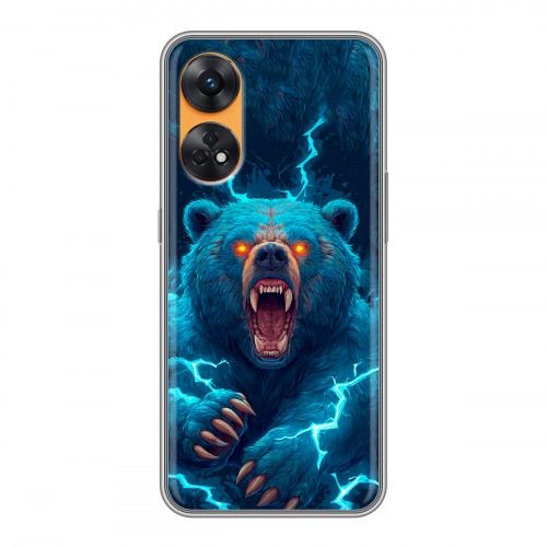 Полупрозрачный дизайнерский силиконовый с усиленными углами чехол для OPPO Reno8 T Медведь