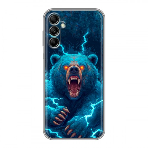 Полупрозрачный дизайнерский силиконовый с усиленными углами чехол для Samsung Galaxy A14 Медведь